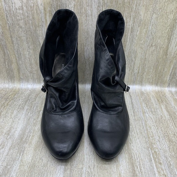NINE WEST Black Heels Slouchy Leather Ankle‎ Boots Buttery Soft Booties 6M - Picture 3 of 9